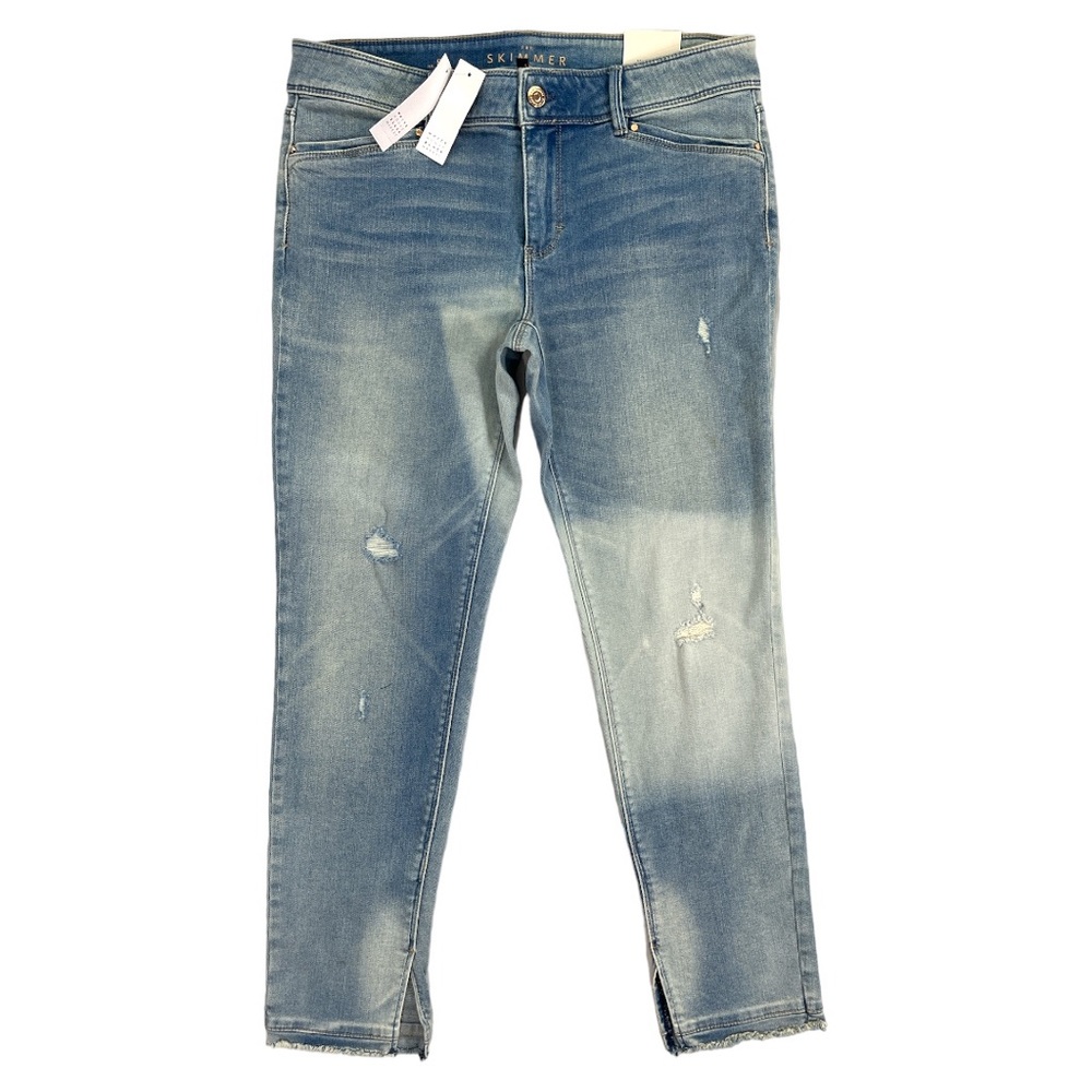 NWT White House Black Market Distressed Skimmer Jeans Light Wash Size 8R